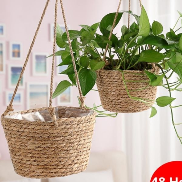 Pflanzgefäße, Töpfe, Garten, Hängepflanzgefäß, Makramee-Pflanzenaufbewahrungskorb, Juteseil, gewebt, für drinnen und draußen, Blumentopfhalter, Kleiderbügel, Heimdekoration 230607