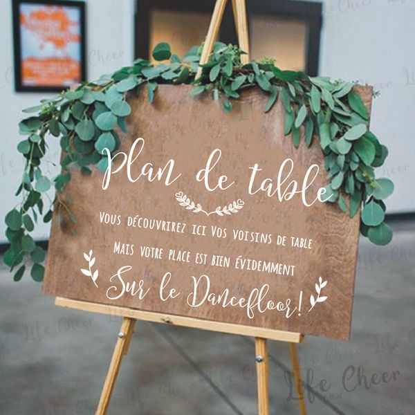 Plano de mesa Adesivo de vinil decalques de mesa de casamento Sinal de pista de dança Textos personalizados Mural de vinil Citação de dança de casamento Decalque de arte