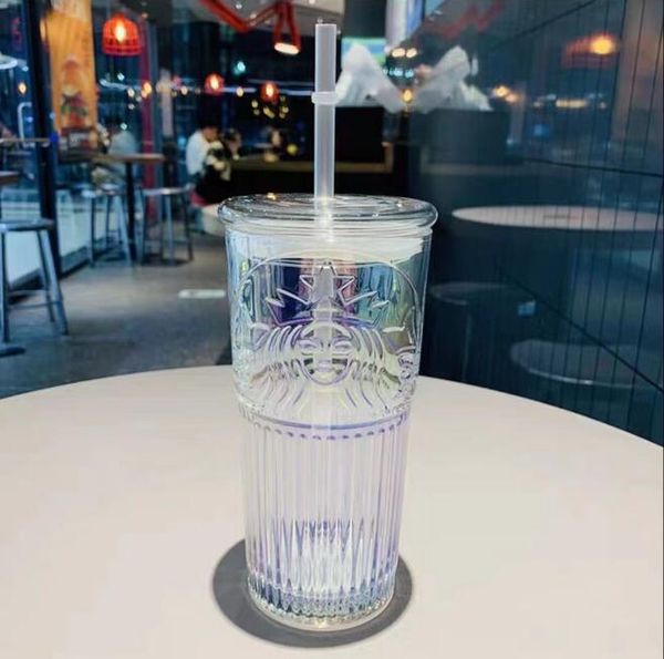 2023 neuer kreativer (Trinkgeschirr) Starbucks-Becher Rosa Kirschblüten-Glasbecher mit großem Fassungsvermögen und Strohbecher