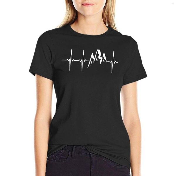 Polo da donna MOUNTAIN IN MY HEARTBEAT T SHIRT T-Shirt Abiti carini Grafica Stampa animalier per ragazze Camicie nere Donna