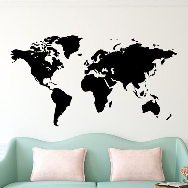 Grande mapa do mundo do adesivo de adesivo de parede de 106cmx58 para casa adesivos de decoração de sala de estar decoração de quarto de parede de parede de papel de parede mural