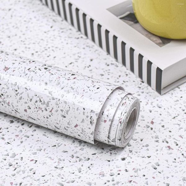 Papéis de parede cozinha Terrazzo Papel decorativo à prova d'água autoadesivo Papel de parede grosso para decoração de mesa em casa Descasque e cole adesivos