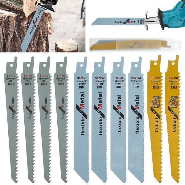 ZAAG 10PC Pistonlu Testere Bıçakları Set Saber Saw Blade Combo Set Ahşap Metal Kesim Yüksek Hızlı Çelik DIY Araçları Güç Alet Aksesuarları