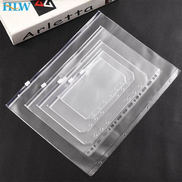 Not Defteri 4pcs Uygun net PVC A7 A6 A6 A5 B5 A4 Binder Cepleri 6ring Defter Dosyaları Raporları 230607 için Fermuar Klasörleri