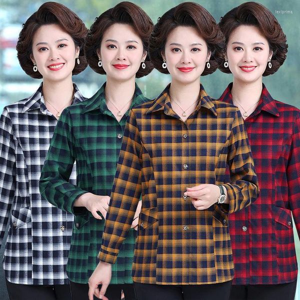 Frauen Blusen Frauen Büro Dame Tops Plaid Button Up Langarm-shirt Weibliche Schwalbenschwanz Frühling Koreanische Mode Shirts Mujer t147