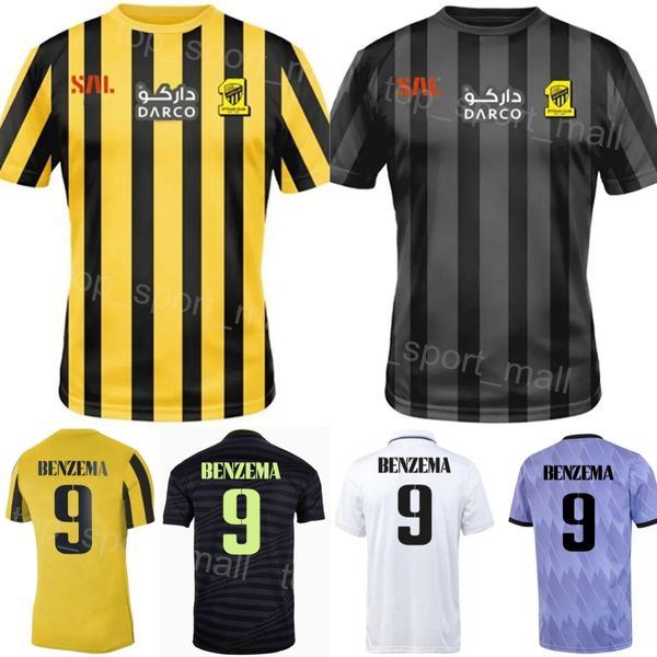 Maglia da calcio Al Ittihad Karim Benzema Abderrazak Hamdallah Romarinho Igor Coronado Haroune Camara Ahmed Hegazi Ahmed Sharahili Helder Costa Maglia da calcio Kit