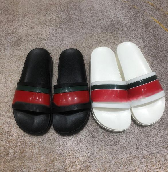 Pantofole con scivolo in gomma da uomo di lusso Sandali con zeppa in gomma nera intrecciata verde rosso a righe con zeppa Sandali estivi con zeppa con scatola