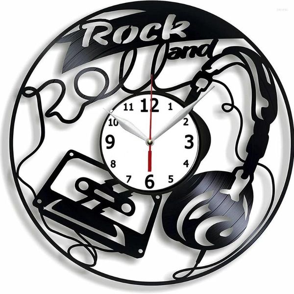 Orologi da parete Rock N Roll Music Regalo fatto a mano per Natale - Orologio da record 12 pollici Idea Boy Decor