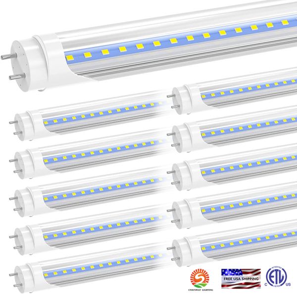 Lampadine LED T8 4ft 4 piedi, G13 Hybrid Type A+B Light Tube, 18W 2400LM 6000K, Plug Play, Ballast Bypass, Single o Double-Ended, T8 T10 T12 Sostituzione luce fluorescente, ETL