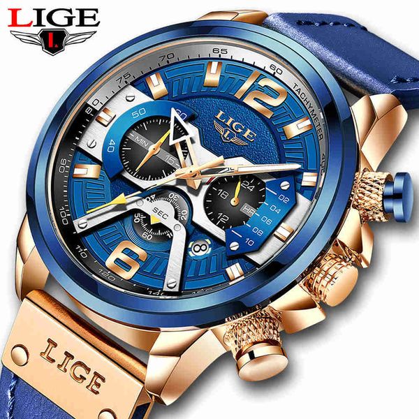 Lige Casual Sports Watch for Men Top Brand Luxury Military Leather Wrist Watches Mens Clocks Fashion Chronograph Wristwatch 230605