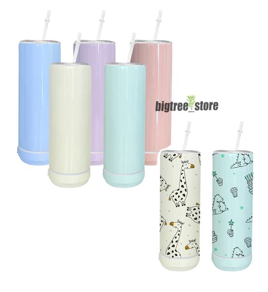 20oz Sublimation Macaron Bluetooth-Lautsprecher Tumbler Sublimation Slim STRAIGHT Tumbler Wireless Intelligent Music Cups Edelstahl Smart Water Bottle DIY