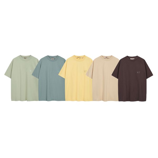 23ss Sommer USA 3D Silikon Logo T-Shirt Plus Size Herren T-Shirt Streetwear Casual Baumwolle Kurzarm T-Shirt Neue Farben Premium Qualität Zitronengelb Nebel Blau Farben