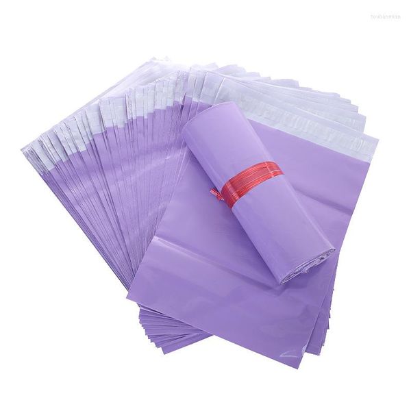 Sacchetti di stoccaggio 100Pcs Viola Corriere Mailer Imballaggio Poly Pacchetto Plastica autoadesiva Mailing Express Bag Busta Busta postale