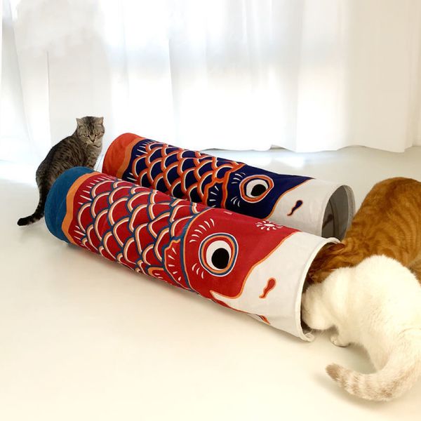 95 cm Karpfen-Flagge, Tunnel für Hunde, Katzen, Kätzchen, Welpen, Training, Peek-a-boo, Spielröhre, Kaninchen, Haustier, interaktiver Zugang, lustiges Gangspielzeug