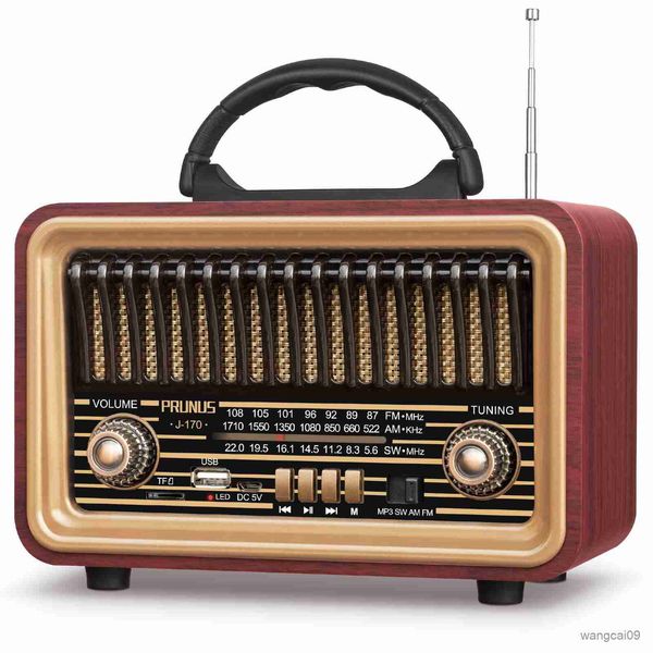 Haut-parleurs portables Radio rétro classique Récepteur radio Haut-parleur Bluetooth Lecteur de musique Carte / AUX Batterie rechargeable R230608