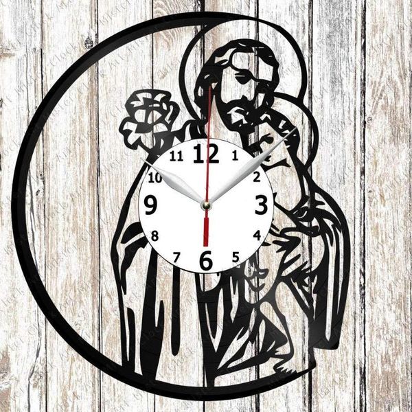 Orologi da parete Record Clock Home Art Decor Design unico Fatto a mano Regalo originale Fan esclusivo nero