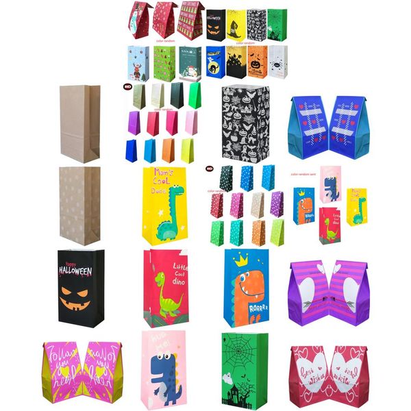 Verpackungsbeutel aus Papier, Party, Süßigkeiten, Geschenk, Feiern, Babyparty, Geburtstag, Hochzeit, 13 x 8 x 24 cm, Glauben Sie sich selbst, schwarzes Gesicht, Halloween-Elemente, Ot2Xf