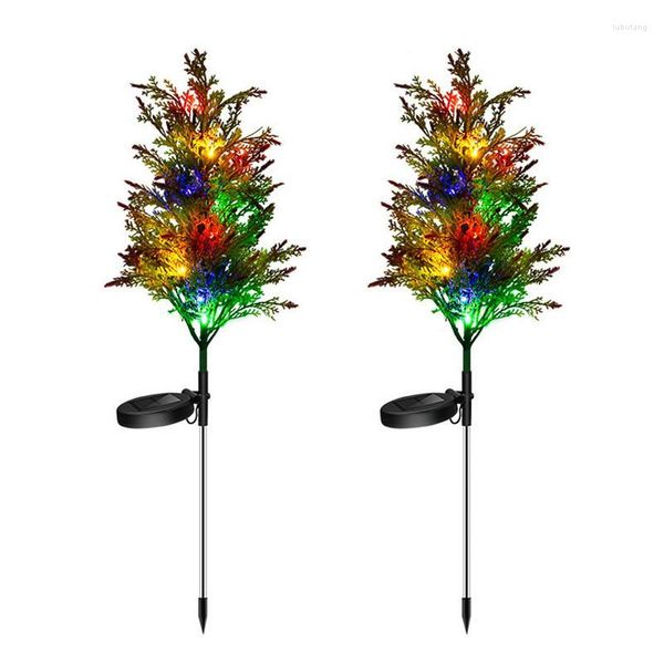 Dekorative Blumen Gartenbaumpfähle Solarleuchte 2er-Pack Lichter Farbwechselmodi Wasserdicht