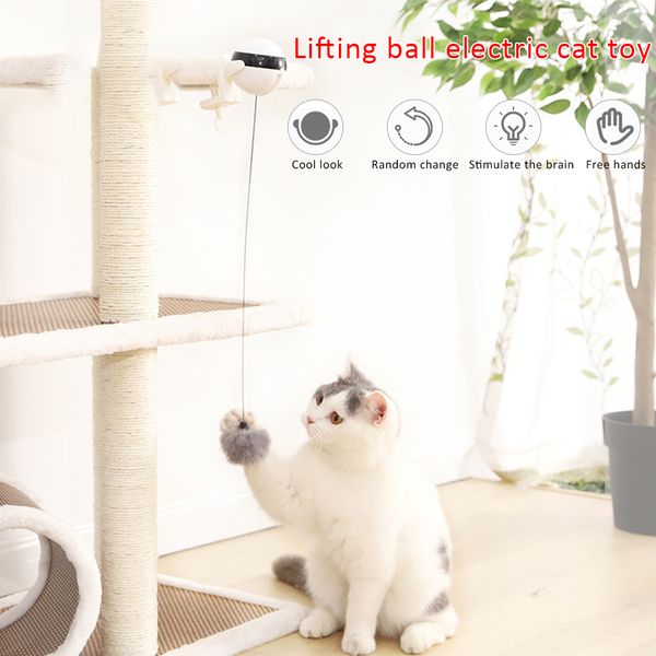 Electronic Motion Cat Toy Creativo Divertente Pet Lifting Ball Interactive Cat Teaser Toy Elastic Rabbit Hair Ball per Cat Product