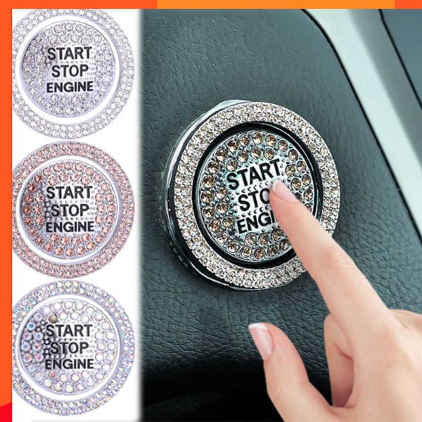 Neue 2 Teile/satz Trim Ring Aufkleber Auto Innen Starter Schalter Taste Zündung Gerät Dekor Schlüssel Schutz Abdeckung Diamant Bling Aufkleber