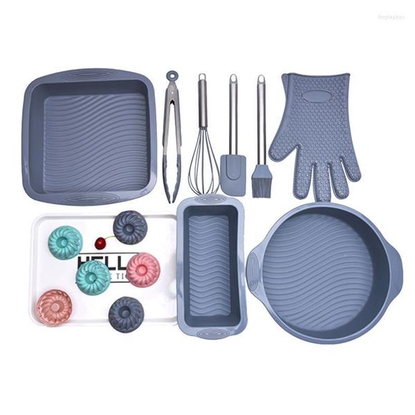 Conjuntos de ferramentas Bakeware 14pcs Acessórios de cozimento Folhas de biscoito para conjunto antiaderente Forno de aço inoxidável Utensílios de cozinha