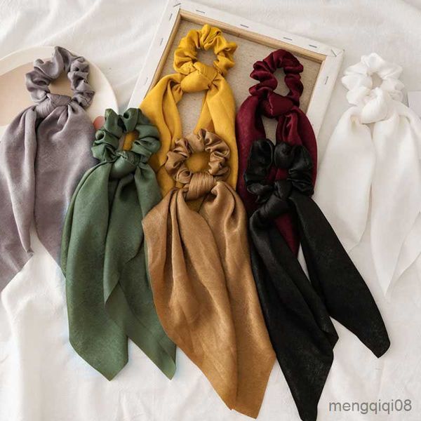 Outros Vintage Feminino Scrunchie de Cetim Faça Você Mesmo Laço Flâmulas de Cabelo Laços de Fita Cabeça de Cavalinha Enrole Acessórios Hot R230608