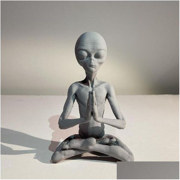 Oggetti decorativi Figurine Ornamento meditativo in resina aliena Ufo Decorazione per interni ed esterni Meditazione Giardino Figurine 210908 D Dhssv