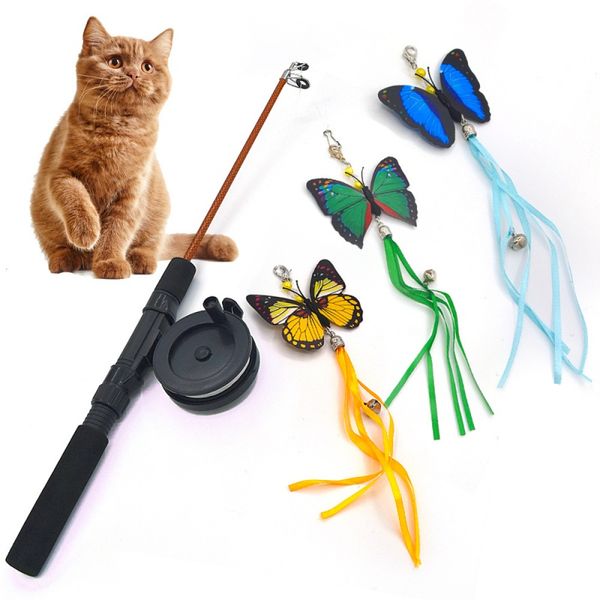 Pattinaggio a rotelle Telescopico Cat Stick Canna da pesca Farfalla Piuma Libellula Testa di ricambio Zihi Canna da pesca giocattolo