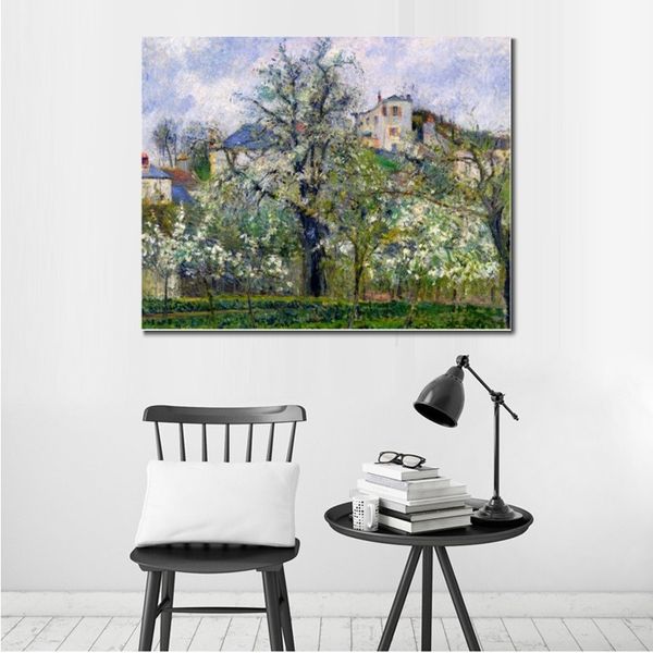 L'orto con alberi dipinti a mano su tela Camille Pissarro pittura di paesaggio impressionista per la decorazione domestica moderna