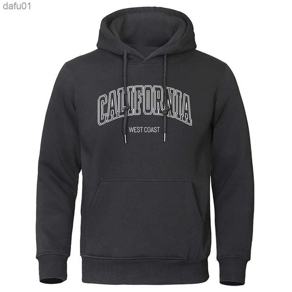 U.S.A California West Coast Street Print Masculino Moletom Com Capuz Moda Roupa Solta Fleece Moletom Quente Decote O Pollover Com Capuz Para Homens L230520