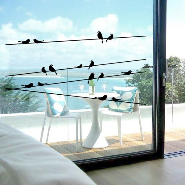 1pc Vinyl Abnehmbare Wand Aufkleber Schwarz Vögel Baum Zweig DIY Wand Aufkleber Für Glas Fenster Tür Badezimmer Wohnzimmer decor