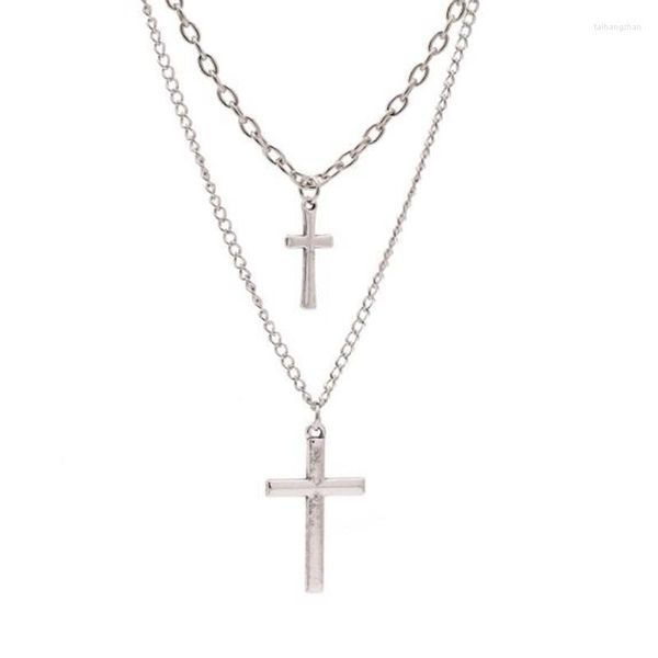 Colares com pingente de cruz na moda para mulheres Punhal de várias camadas Espada Crucifixo Gargantilha Goth Joias decorativas Steampunk Presente de bijuteria