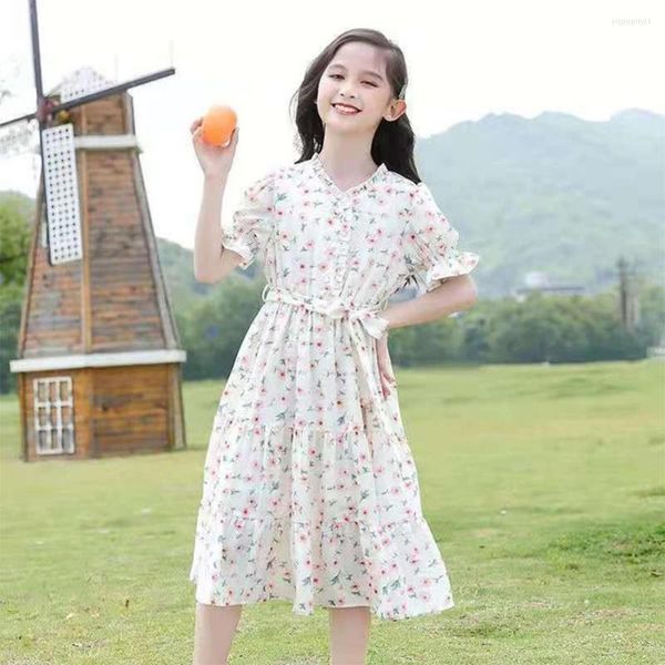 Девушка платья корейские детские летние платья цветочная вечеринка девчонка повседневная детская детская одежда принцесса наряды