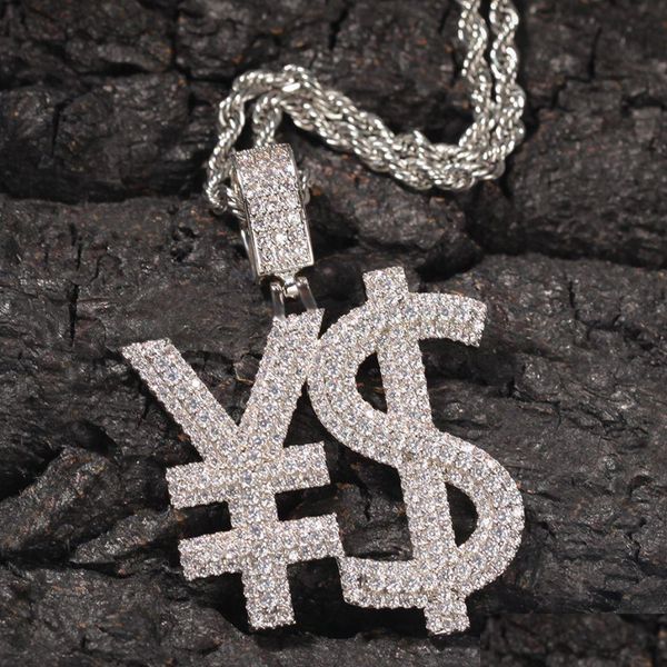 Anhänger Halsketten Topbling Hip Hop Dollar Symbol Halskette Echtes Weißgold Überzogener Schmuck Drop Lieferung Anhänger Dhuyl