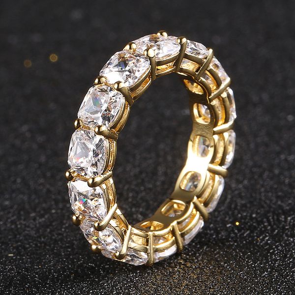 Anel de diamante de diamante de ouro de New Men's Gold 18k Gold Gold Gold Real Electroplated Micro Conjunto de diamante Anel de diamante com diamante de diamante