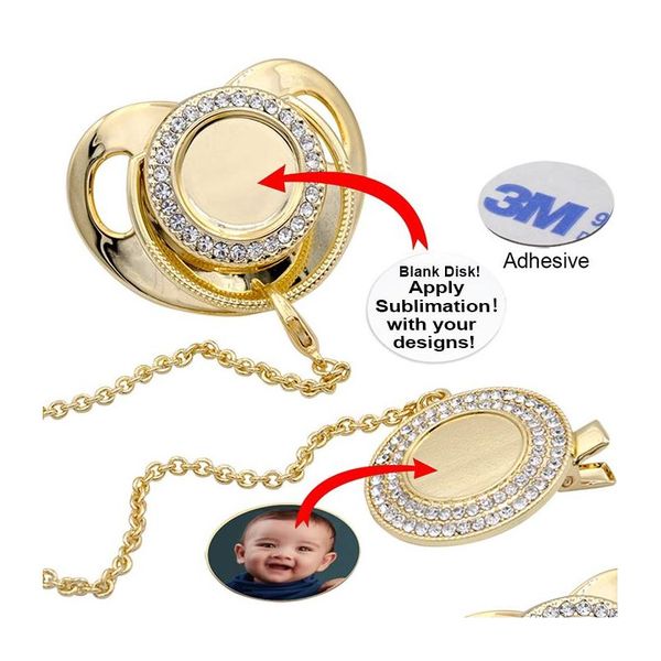 Favore di partito Personalizza Sublimazione Bling Ciuccio con cristalli collana a clip per Baby Keepsake Brithday Gift Drop Delivery Home Gard Dhx8L