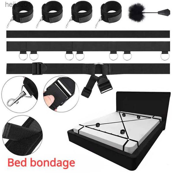 Conjunto de servidão BDSM debaixo da cama Brinquedos sexuais eróticos para mulheres, homens, algemas, algemas, tornozelo, máscara, jogos, adultos, para casais, L230518