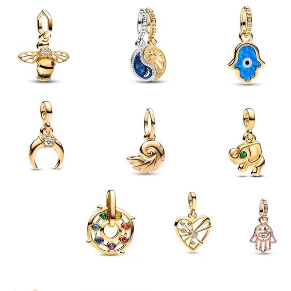 2023 Yeni 925 STERLING Gümüş Firefly Kırmızı Ladybird Shanly Wangle Kolye Blue Feather Charm Fit Orijinal Pandora Bilezik Kadın Mücevherleri