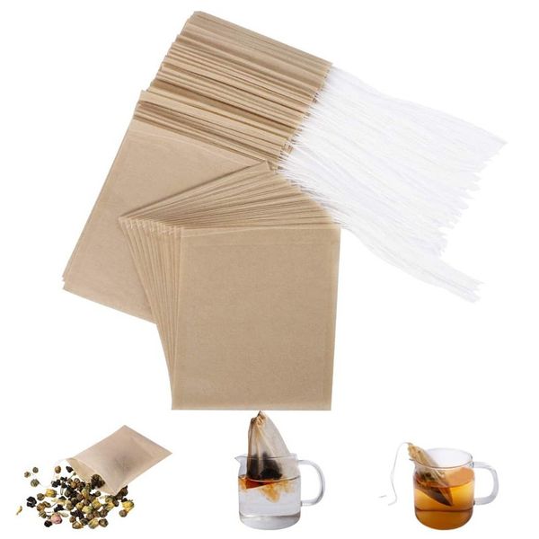 100pcs/lot tek kullanımlık çay filtre çantaları gevşek çay için biyolojik olarak parçalanabilir kompostlanabilir ağartılmamış boş çay infüzör poşetleri