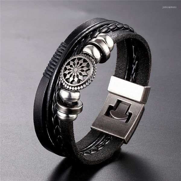 Braccialetti di collegamento moda pelle multistrato per uomo coraggioso cavaliere fasciatura fascino ancora donne regalo di Natale all'ingrosso