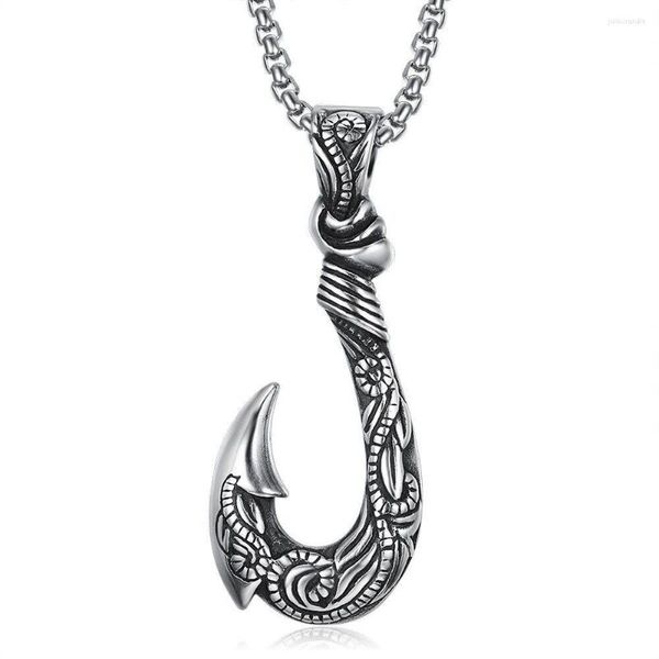 Подвесные ожерелья мужская нержавеющая сталь Большое 3d гавайское ожерелье для рыбного крючка