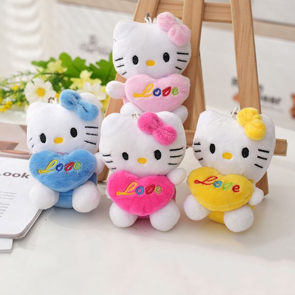 Produttori all'ingrosso 4 colori 10 cm carino peluche gatto portachiavi cartone animato periferico bambola portachiavi regali per bambini