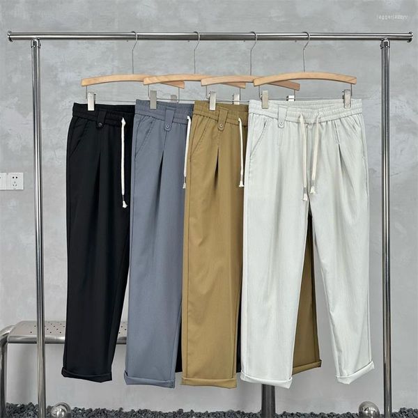 Pantaloni da uomo Vita elastica sottile da uomo Casual 2023 Estate tinta unita Stile classico Pantaloni cachi larghi semplici da uomo