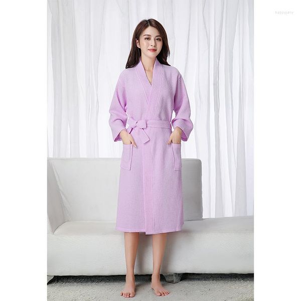 Roupa de dormir feminina verão Waffle roupão de banho casal absorvente de água vestido de noite para homens e mulheres El salão de beleza pode usar banho fino para