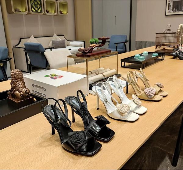 PA Luxury Designer Brand Brand Shoes Triangle логотип высокие каблуки на один на один импортированный подлинные кожа