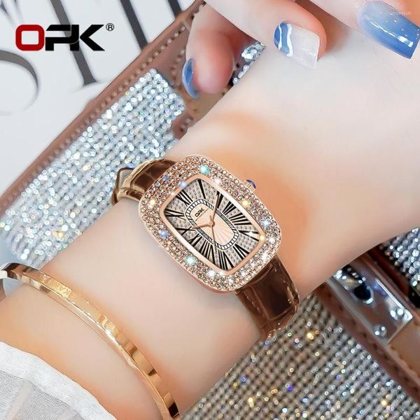 Orologi da polso Produttori di orologi di marca OPK Vendita all'ingrosso di diamanti intarsiati eleganti orologi al quarzo per donna