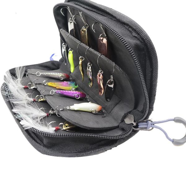 Accessori per la pesca Borsa da pesca mimetica Impermeabile Paillettes in nylon portatile Esche da pesca Esche Ganci Tackle Bag Piccola custodia Organizer Container 230608