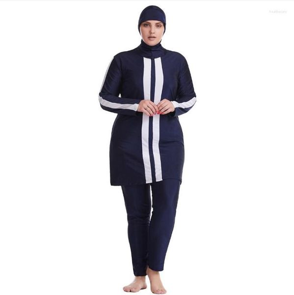 Abbigliamento etnico 3pc Big Size Badpak Dames Costume da bagno islamico modesto Hijab Costume da bagno Costume da bagno per donna Plus Burkini Musulmano Lungo