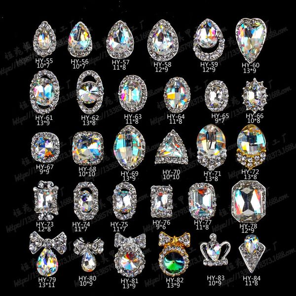 90 Stile 3D Nail Art Dekorationen Nägel Diamant Strass Aufkleber Sonderform Glas Maniküre Zubehör