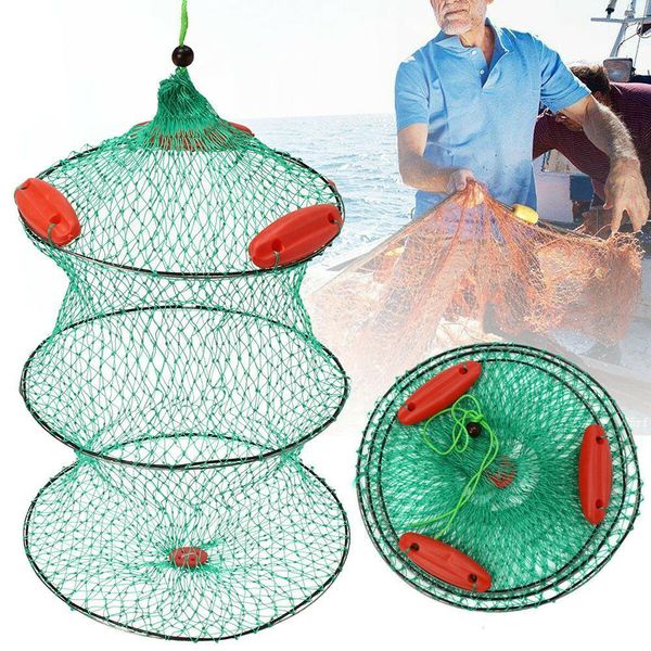 Vissen Accessoires Opvouwbare Nylon Aas Net Mesh Trap Minnow Langoesten Garnalen Drijvende Kooi 230608